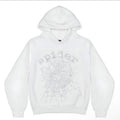 Sp5der OG Rhinestone Logo Hoodie White