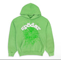 Sp5der Rhinestone Web Hoodie Slime Green